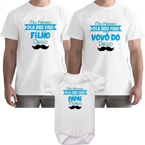 Camiseta Dias dos Pais Kit 3 Unidades