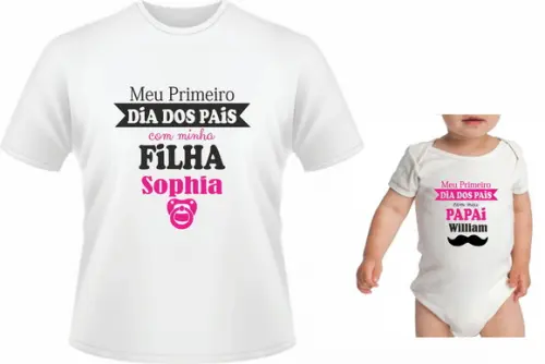 Camiseta Tal Pai Tal Filha(o) + Body ou Camisa