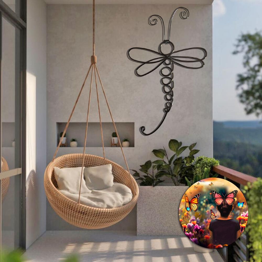 Escultura Libélula Arte em Arame Decoração de Parede