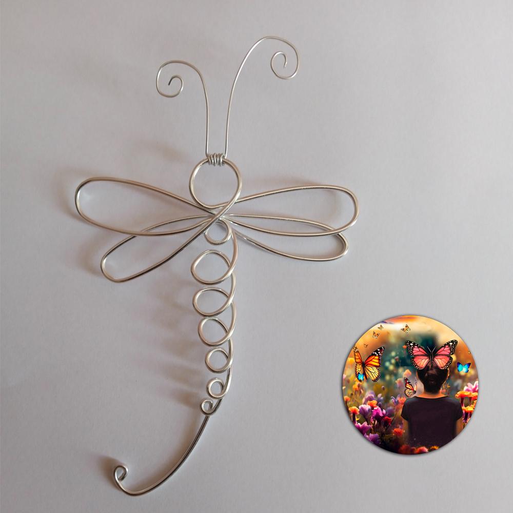 Escultura Libélula Arte em Arame Decoração de Parede