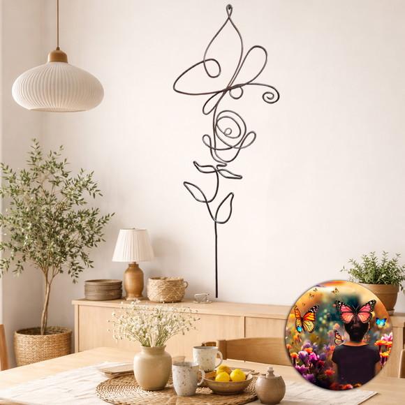 Borboleta e Flor Escultura de Parede Móbile Decoração de Ambie