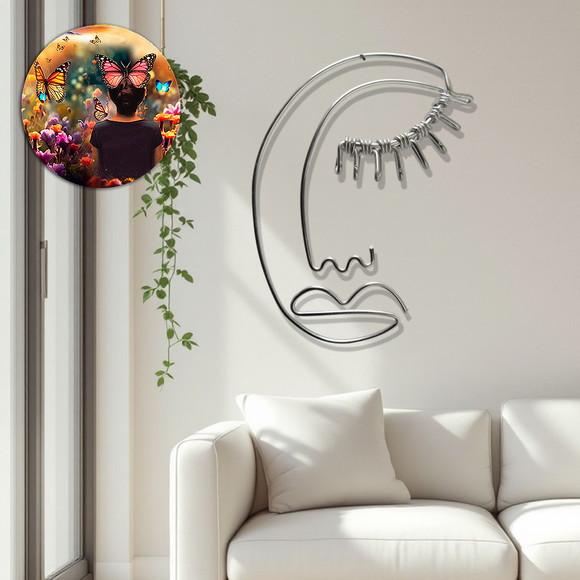 Escultura  Silhueta Rosto Decoração de Parede Sala e Quarto
