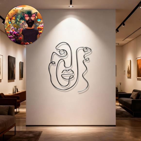 Escultura em Arame Rosto Decoração de Parede Sala e Quarto