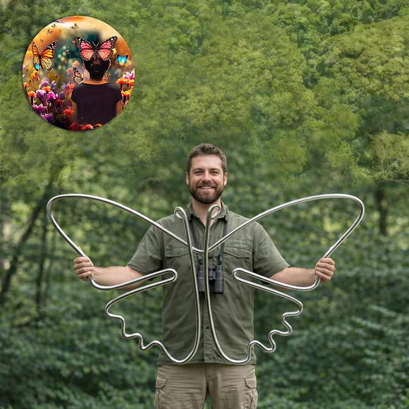 Escultura de Parede Borboleta  Arte Decorativa em Arame