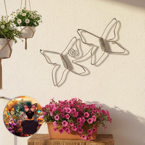 Escultura de Parede Borboletas Decoração em Arame