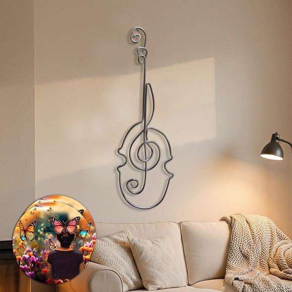 Escultura de Parede Violino Arte em Linha Contínua
