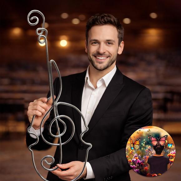 Escultura de Parede Violino Arte em Linha Contínua