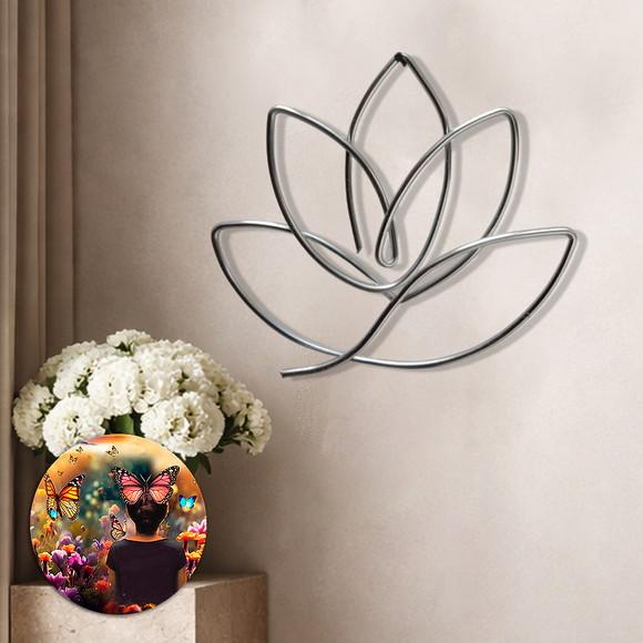Escultura de Parede Flor de Lótus Decoração Floral Esotérica