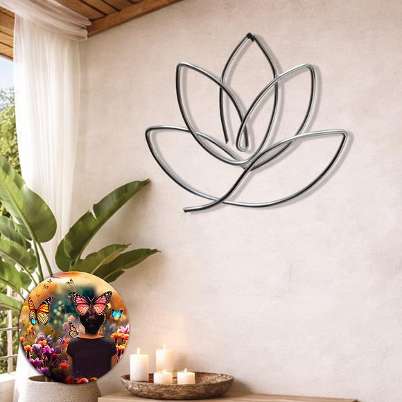 Escultura de Parede Flor de Lótus Decoração Floral Esotérica