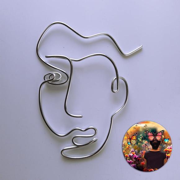 Escultura de Parede Rosto Linha Contínua Caricatura Decoração 