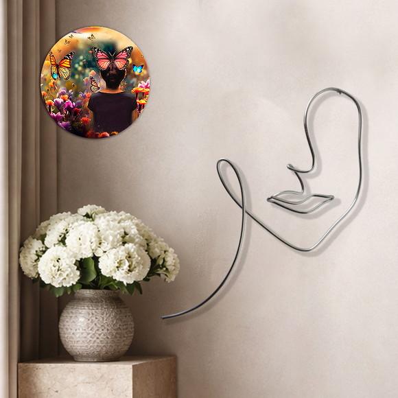 Escultura de Parede Rosto Linha Contínua Decoração