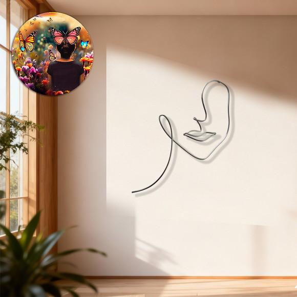 Escultura de Parede Rosto Linha Contínua Decoração