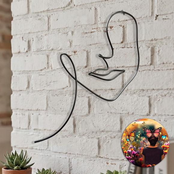 Escultura de Parede Rosto Linha Contínua Decoração