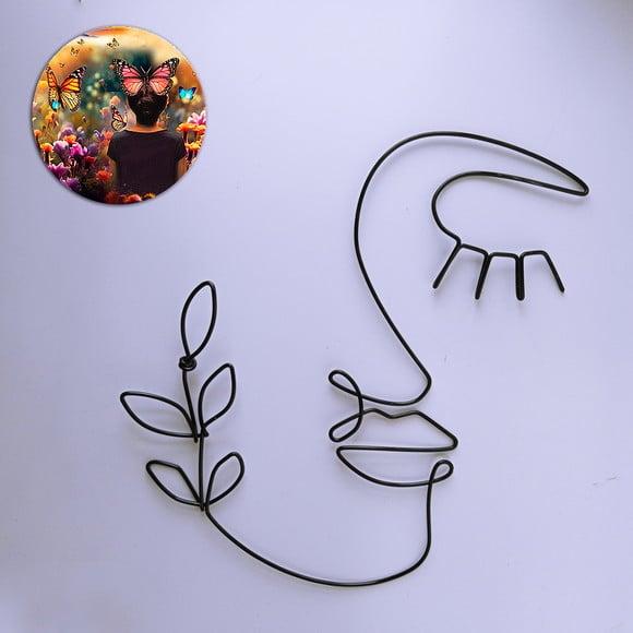 Escultura de Parede Rosto Linha Contínua Decoração