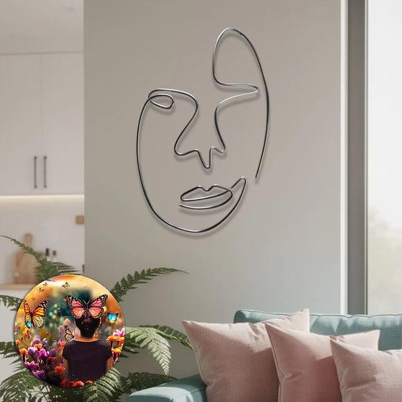 Escultura de Parede Rosto Linha Contínua Decoração Ambiente