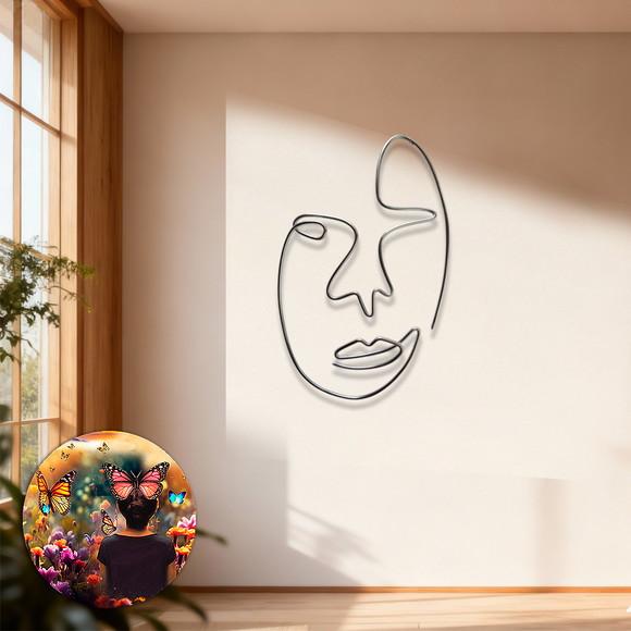 Escultura de Parede Rosto Linha Contínua Decoração Ambiente