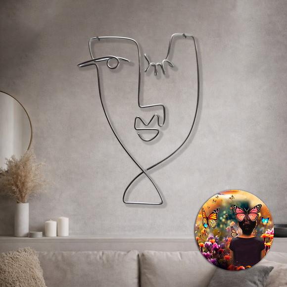Escultura de Parede Rosto Arte Contemporânea Decora Sala Quadro 