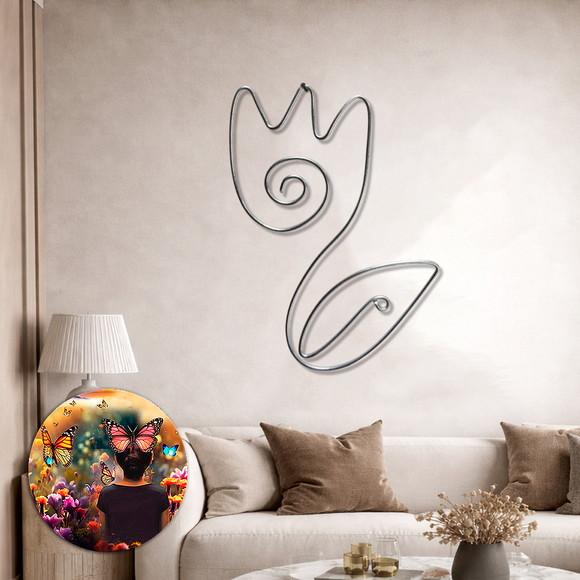 Escultura de Parede Tulipa Flor Decoração Floral Arte Arame