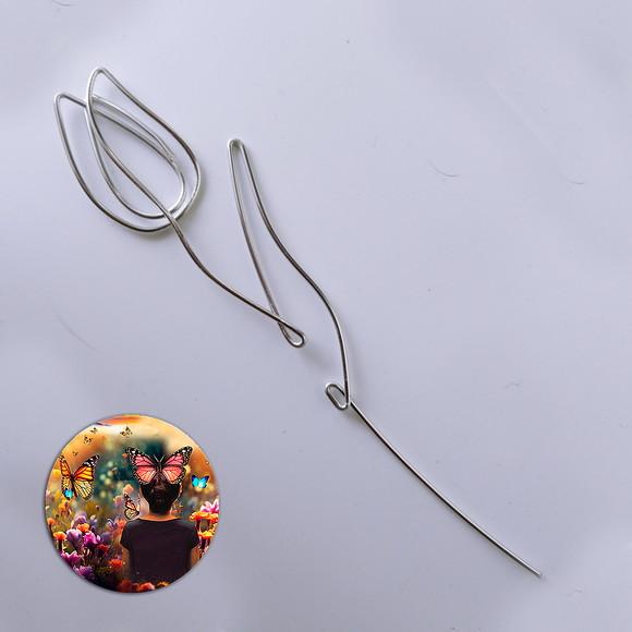 Escultura de Parede Tulipa Decoração Floral Arte Arame
