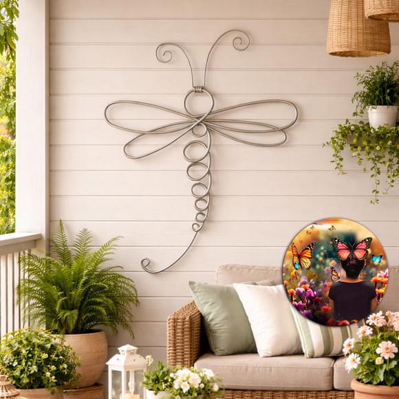 Escultura Libélula Arte em Arame Decoração de Parede