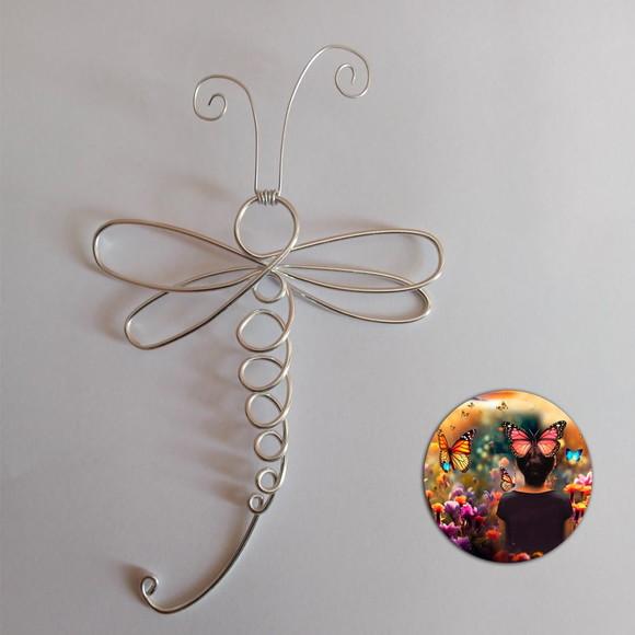 Escultura Libélula Arte em Arame Decoração de Parede