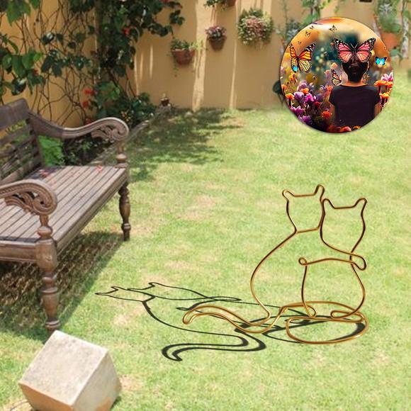 Escultura de Gato Decora Ambiente Escada Varanda Jardim
