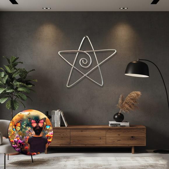 Escultura de Parede Estrela de 5 Pontas Decoração Esotérica