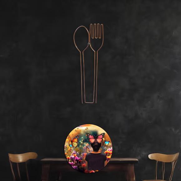 Escultura de Parede Garfo e Colher Decoração Copa Cozinha