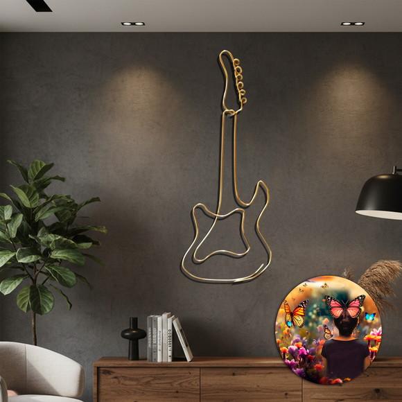 Escultura de Parede Guitarra Estilizada Decora Quarto Sala