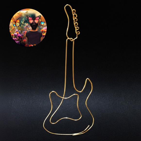 Escultura de Parede Guitarra Estilizada Decora Quarto Sala