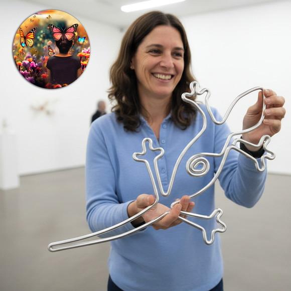 Escultura de Parede Lagartixa Arte Minimalista em Arame