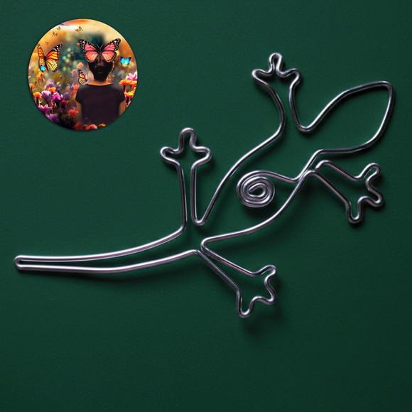 Escultura de Parede Lagartixa Arte Minimalista em Arame