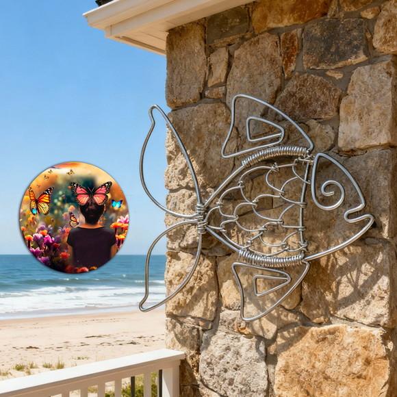 Escultura de Parede Peixe Decoração Casa de Praia Mar Onda