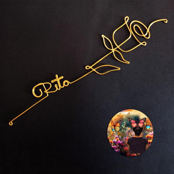 Escultura de Parede Rosa Decoração Floral Personalizada