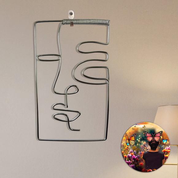 Escultura de Parede Rosto Arte em Linha Contínua Decoração Amb