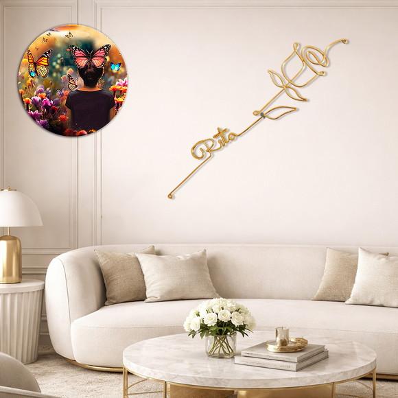 Escultura de Parede Rosa Decoração Floral Personalizada