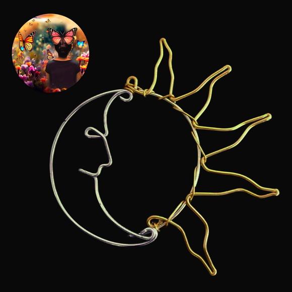 Escultura Sol e Lua Decoração Sala Varanda Quarto de Casal