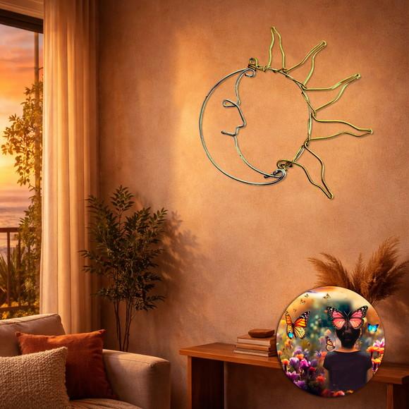 Escultura Sol e Lua Decoração Sala Varanda Quarto de Casal