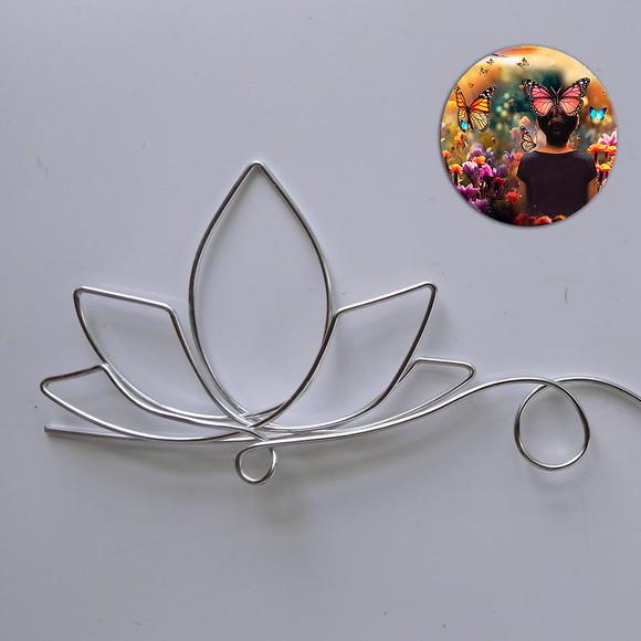 Escultura em Arame Flor de Lótus Arte Decorativa