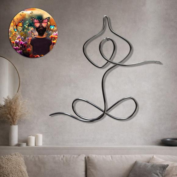 Escultura Yoga em Arame Arte Decorativa