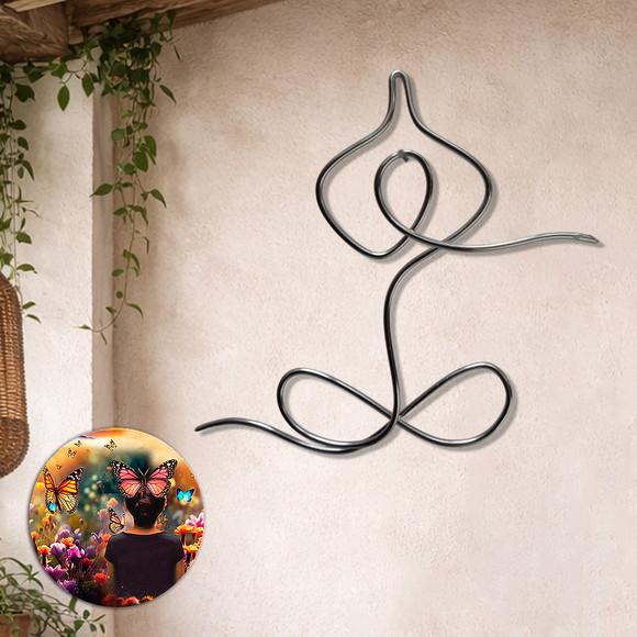 Escultura Yoga em Arame Arte Decorativa