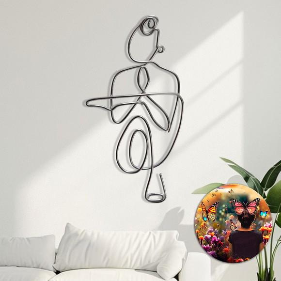 Escultura Yoga Zen em Arame Arte Decorativa Esotérica