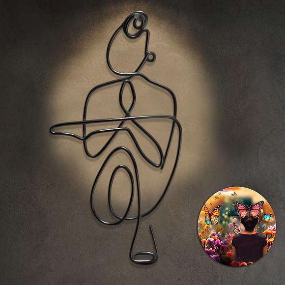 Escultura Yoga Zen em Arame Arte Decorativa Esotérica