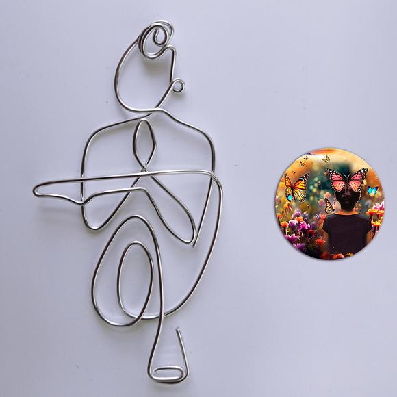 Escultura Yoga Zen em Arame Arte Decorativa Esotérica