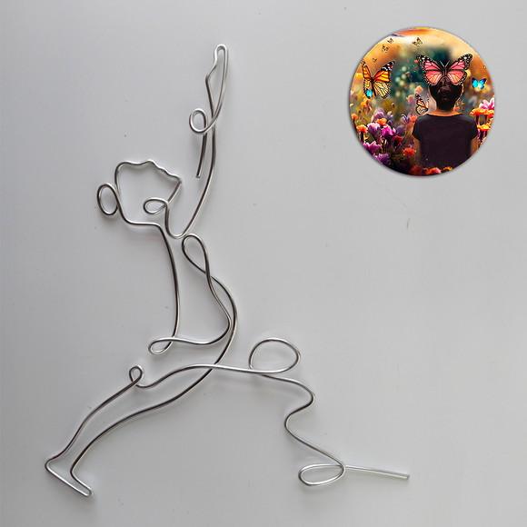 Escultura Yoga Zen em Arame Arte Decorativa Esotérica