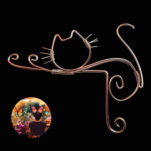 Gato Escultura em Arame para Batente de Porta