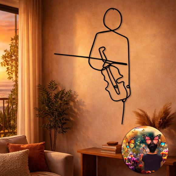 Violinista Escultura de Parede ou Móbile Caricatura Músico