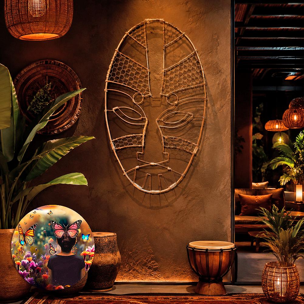 Escultura Tribal Rosto Decoração de Parede Sala e Quarto