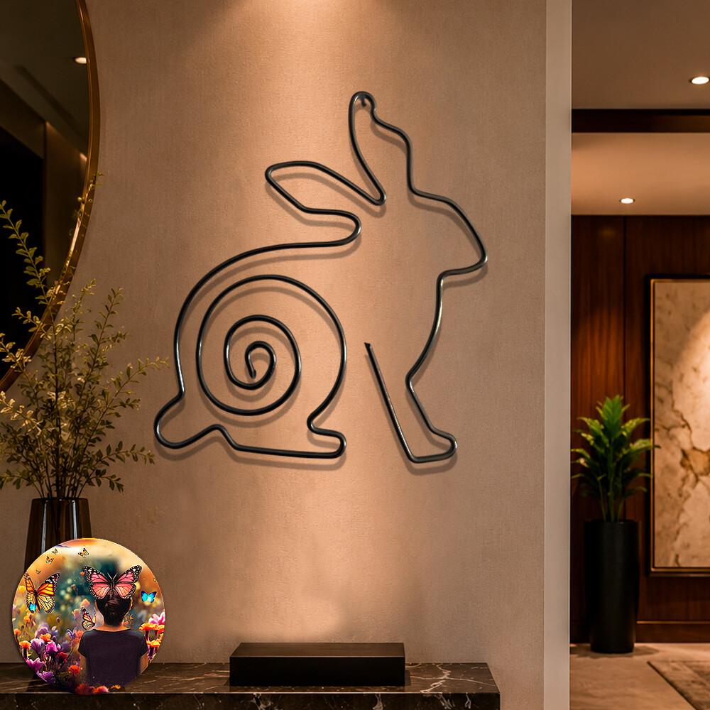 Escultura de Coelho em Arame 90 cm | Decoração de Parede Eco Ch