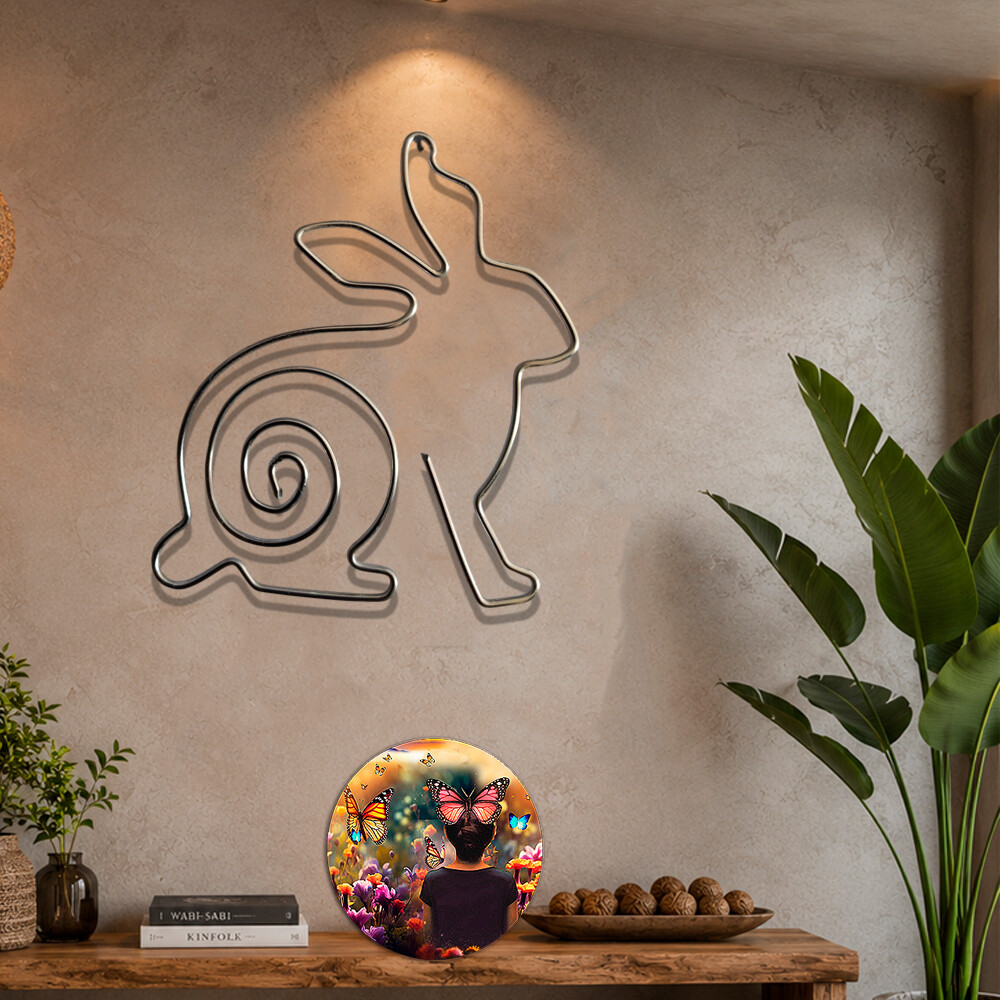 Escultura de Coelho em Arame 90 cm | Decoração de Parede Eco Ch